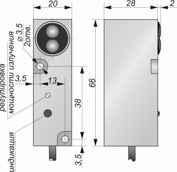 Датчик бесконтактный оптический OC192-NO/NC-PNP(с регулировкой)