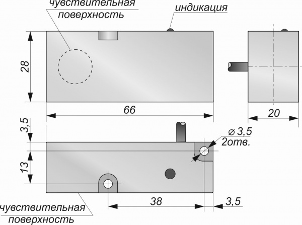 Датчик бесконтактный индуктивный И343-NC-PNP(Lкаб=5м)