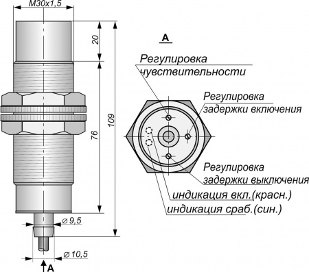 Датчик бесконтактный емкостный SE071-NO/NC-ACR-PG-TF-TRAB60(рег.задержка вкл-выкл 60сек.)