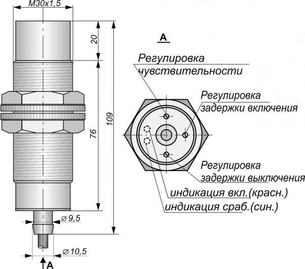 Датчик бесконтактный емкостный SE071-NO/NC-ACR-PG-TF-TRAB60(рег.задержка вкл-выкл 60сек.)