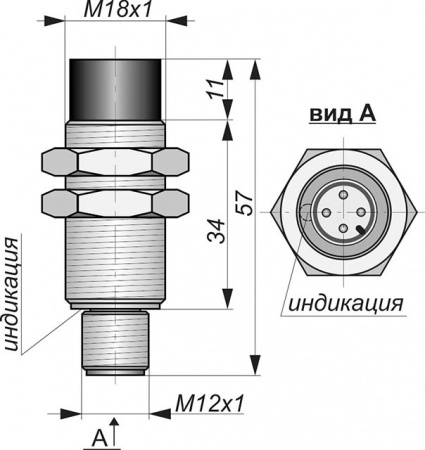 Датчик бесконтактный индуктивный ИВ15-NO-PNP-P(12X18H10T)